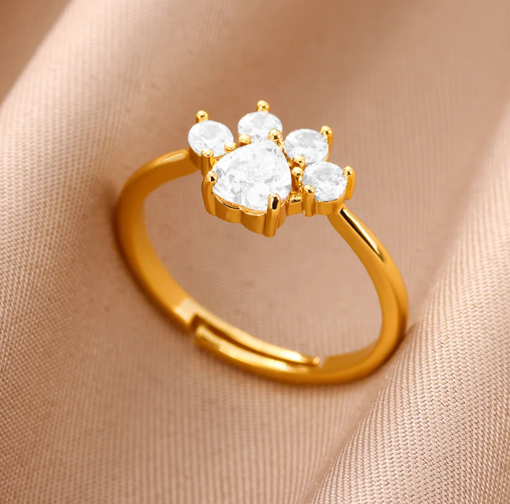 Carmella Adjustable Paw Rings / 18K Gold Plated - Nina Kane Jewellery