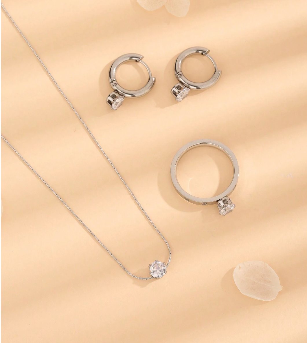 Peonie 3 Piece Jewellery Set / Stainless Steel - Nina Kane Jewellery