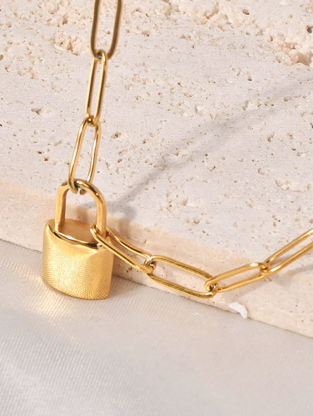 Leslie Personalised Padlock Necklace / 18K Gold Plated - Nina Kane Jewellery