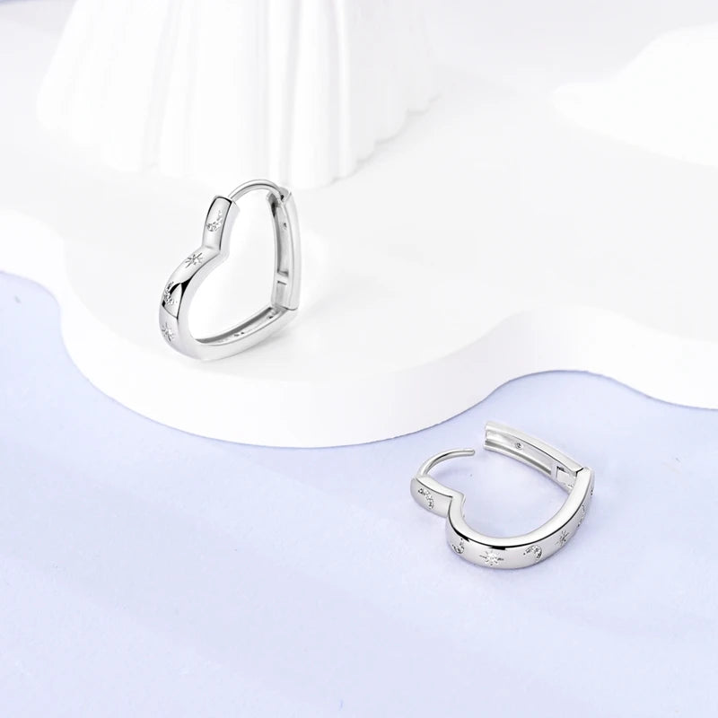 Aleia Moon Heart Hoops / 925 Sterling Silver - Nina Kane Jewellery