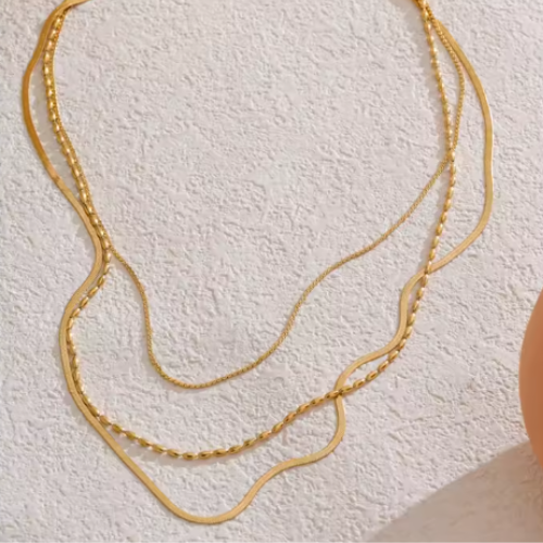 Sedona Triple Layer Necklace / 18K Gold Plated - Nina Kane Jewellery