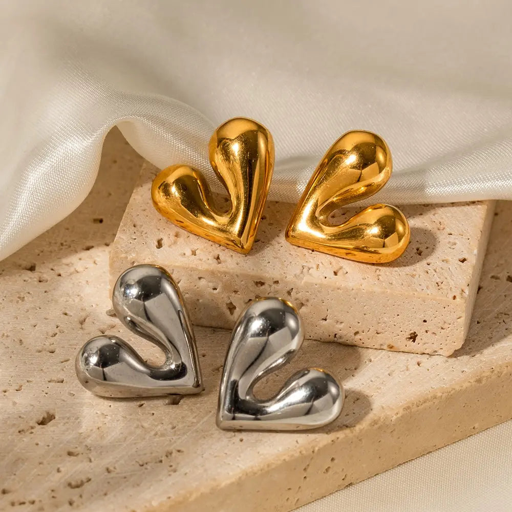 Maribel Heart Earrings / Stainless Steel - Nina Kane Jewellery