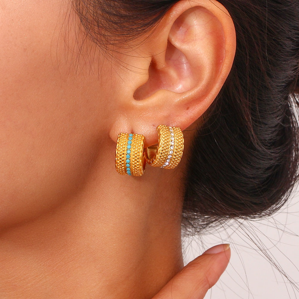 Athens Chunky Beaded Hoop Earrings / 18K Gold Plated