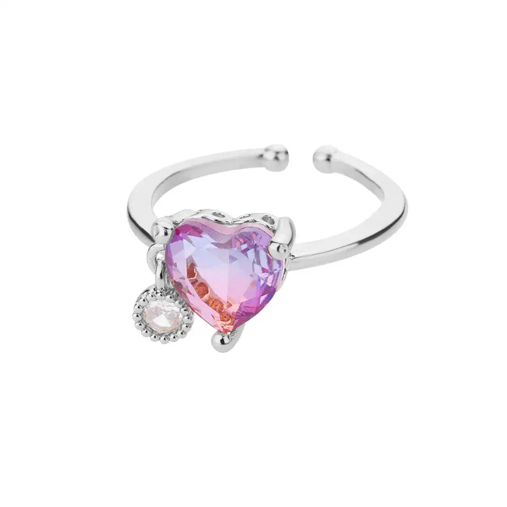 Lily Purple Heart Rings / Stainless Steel - Nina Kane Jewellery