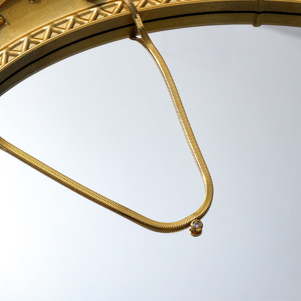 Ilaria Snake Chain Diamond Necklace / 18K Gold Plated