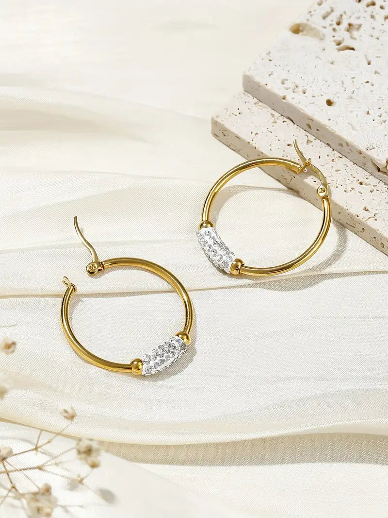 Madison Crystal Zircon Hoops / Stainless Steel - Nina Kane Jewellery