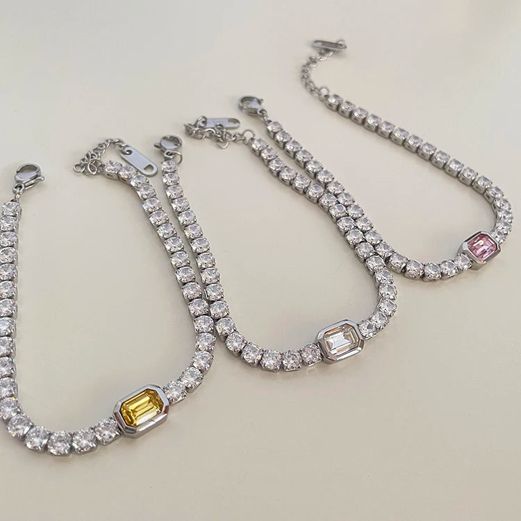 Charlotte Zircon Diamond Bracelets / Stainless Steel - Nina Kane Jewellery