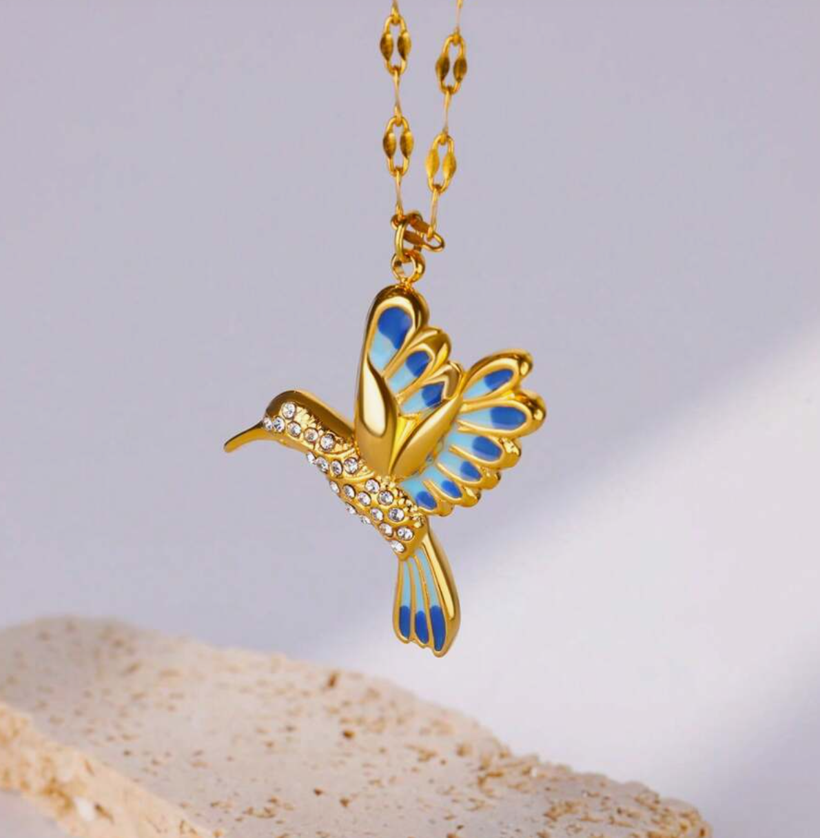 Meera Hummingbird Pendants / Stainless Steel - Nina Kane Jewellery