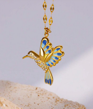 Meera Hummingbird Pendants / Stainless Steel - Nina Kane Jewellery