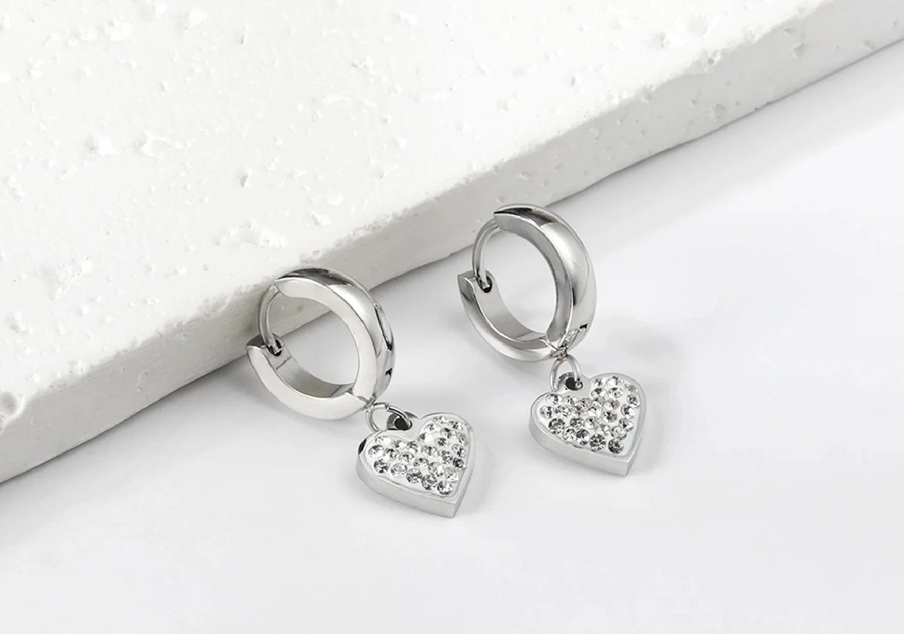 Ramsey Heart Huggie Earrings / 14K Gold Plated - Nina Kane Jewellery
