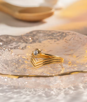 Pia Multi Chevron Zircon Ring / 18K Gold Plated - Nina Kane Jewellery