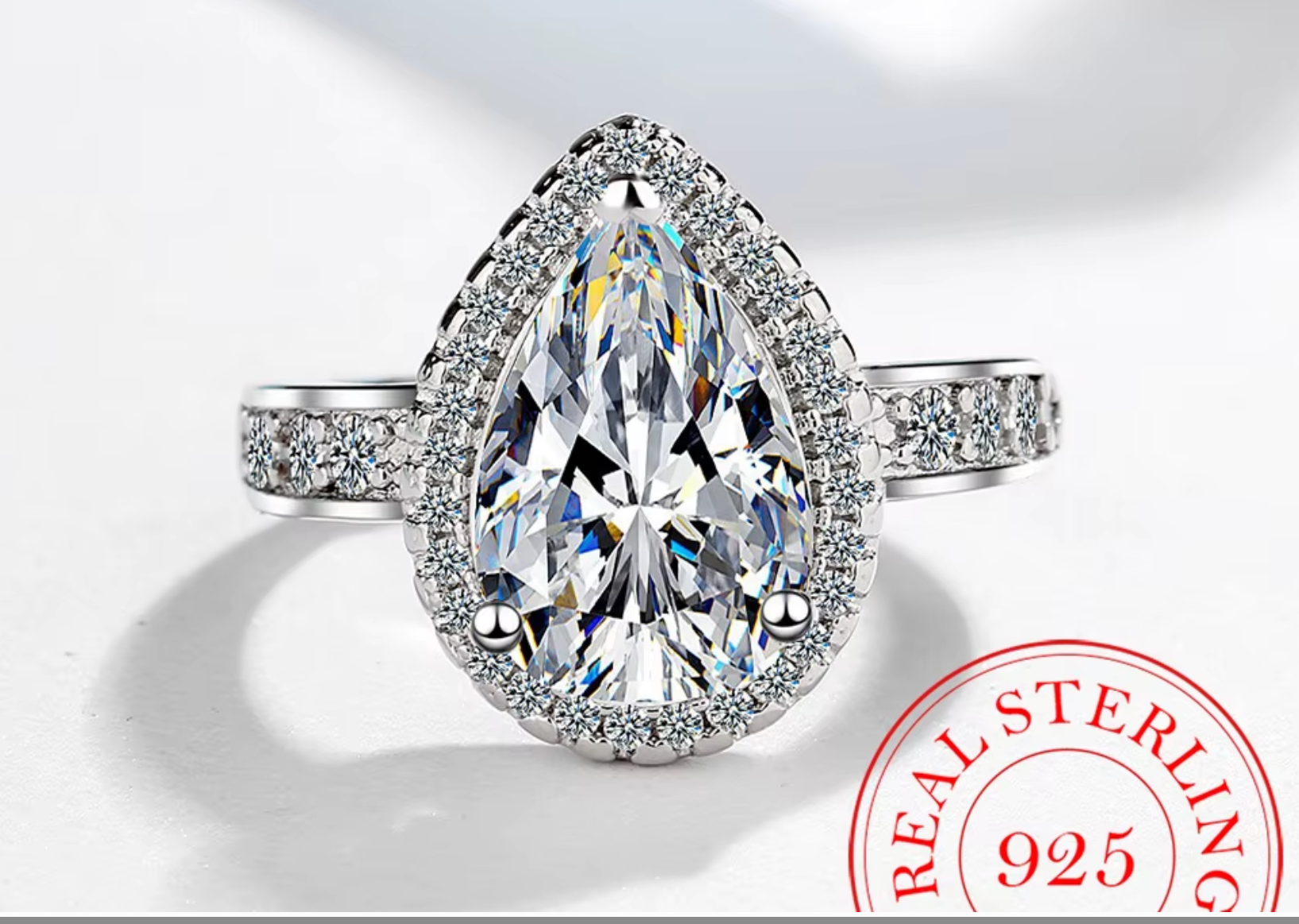 Carlotta Teardrop Cubic Zirconia Ring / 925 Sterling Silver - Nina Kane Jewellery