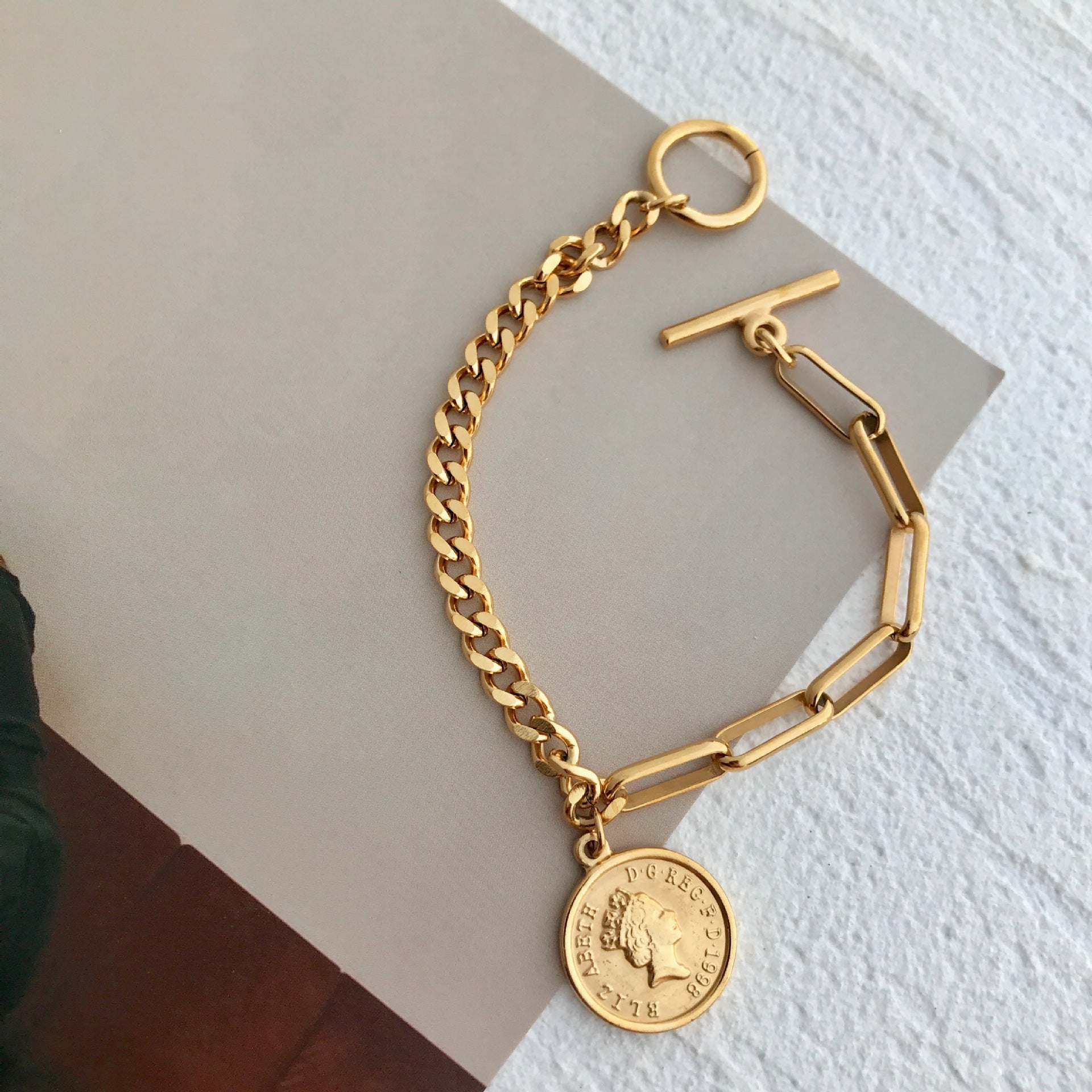 Bethany Coin Charm Bracelet / 18K Gold Plated