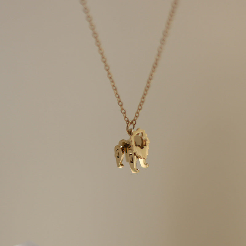 Jocelyn Golden 3D Lion Necklace / Titanium Steel