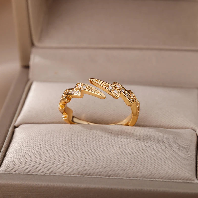 Serafin Lightening Bolt Ring / Stainless Steel - Nina Kane Jewellery