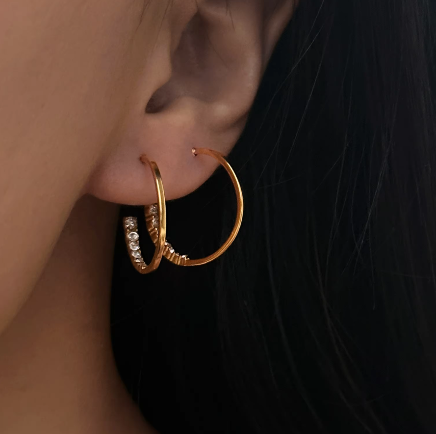 Gemma Pave Zircon Diamond Hoops / 18K Gold Plated - Nina Kane Jewellery