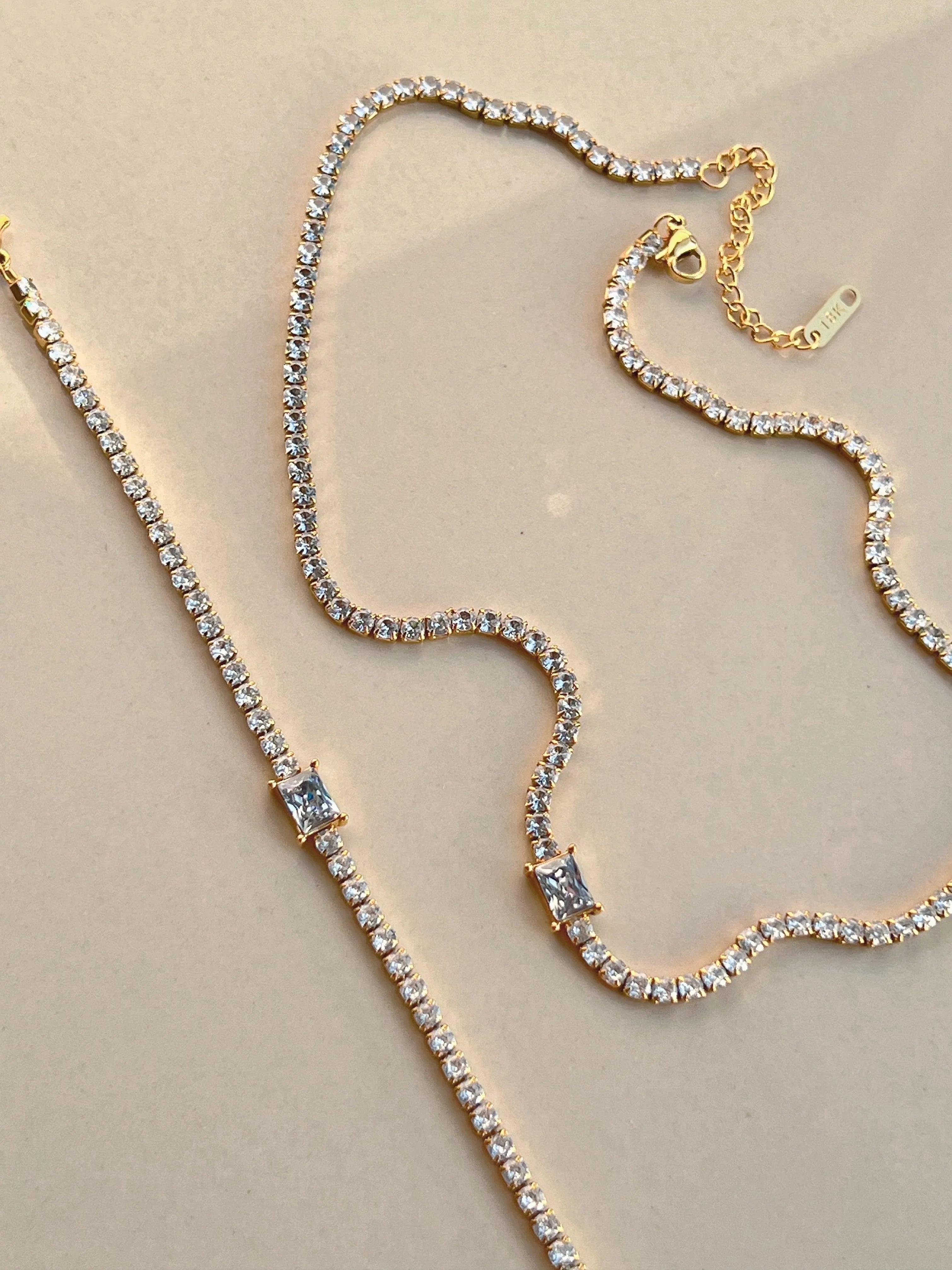 Melissa Diamond Tennis Necklace / 18K Gold Plated - Nina Kane Jewellery