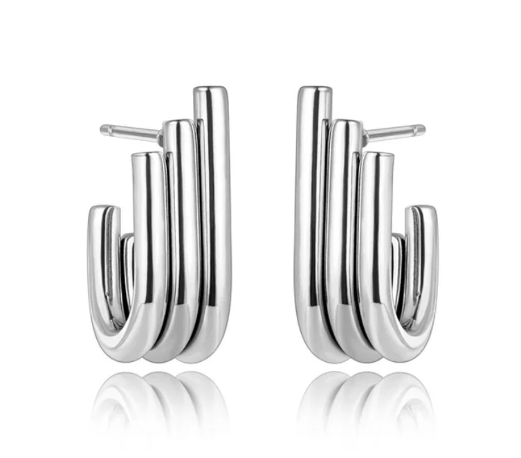 Rania Geometric Triple U Stud Earrings / 18K Gold Plated - Nina Kane Jewellery