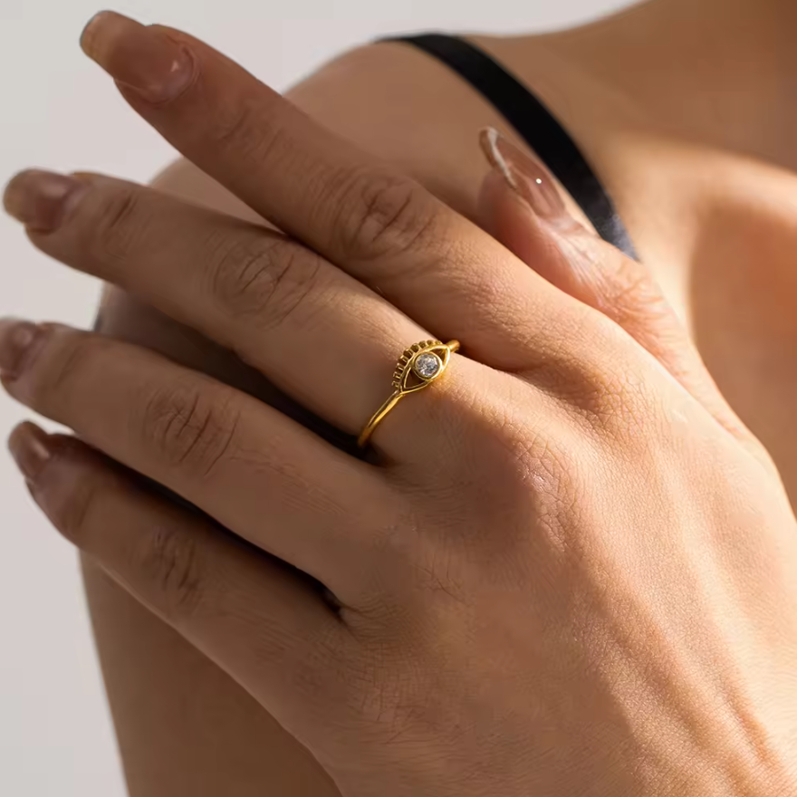 Felicia Evil Eye Ring / 18K Gold Plated - Nina Kane Jewellery
