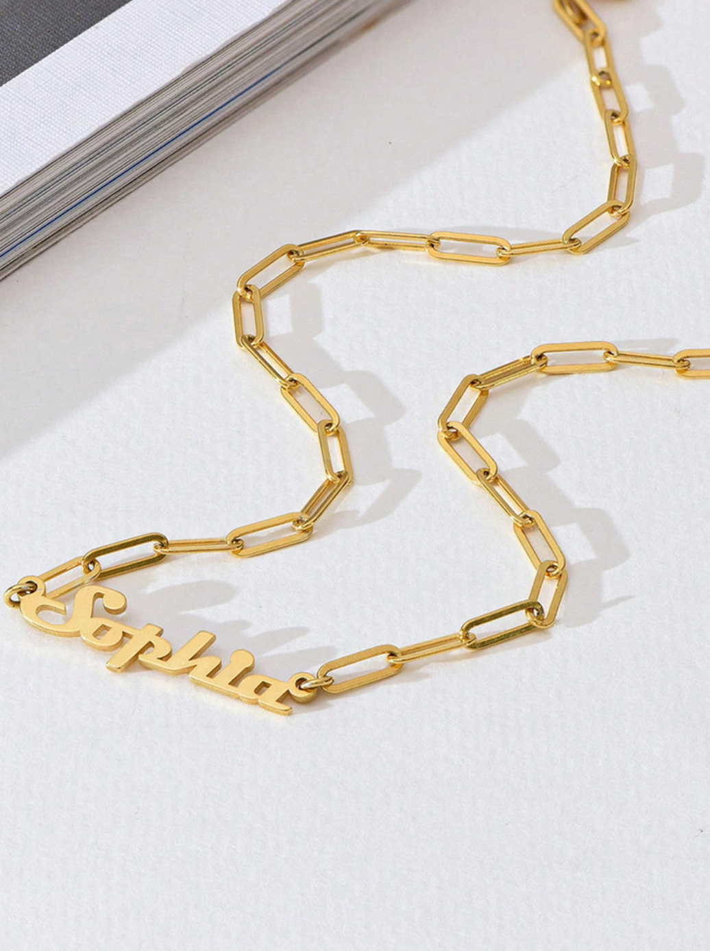 Ingrid Paperclip Chain Personalised Necklace / 18K Gold Plated - Nina Kane Jewellery