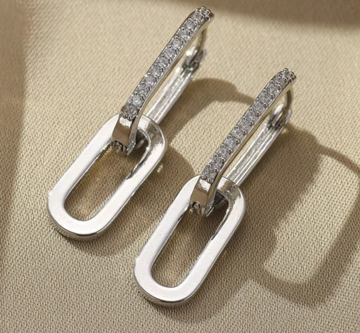 Double Hoop Crystal Earrings / Stainless Steel - Nina Kane Jewellery