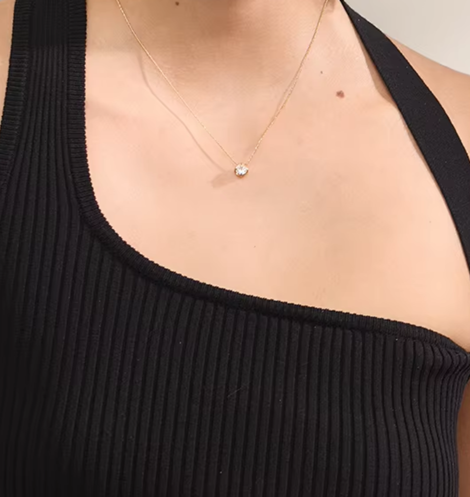 Dainty Solitaire Gemstone Necklace / 18K Gold Plated - Nina Kane Jewellery