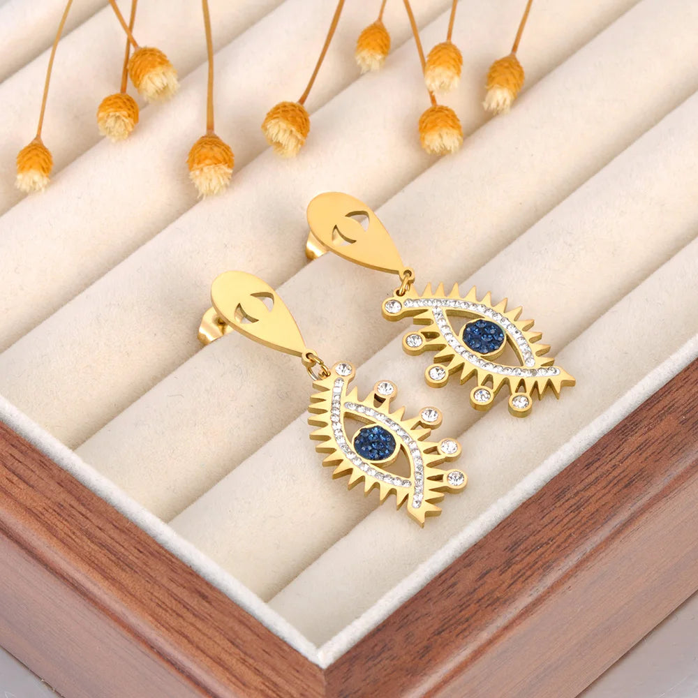 Rio Evil Eye Earrings / 18K Gold Plated - Nina Kane Jewellery