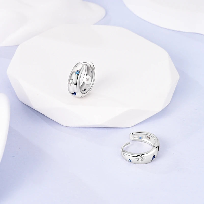 Fatima Celestial Chunky Hoops / 925 Sterling Silver - Nina Kane Jewellery