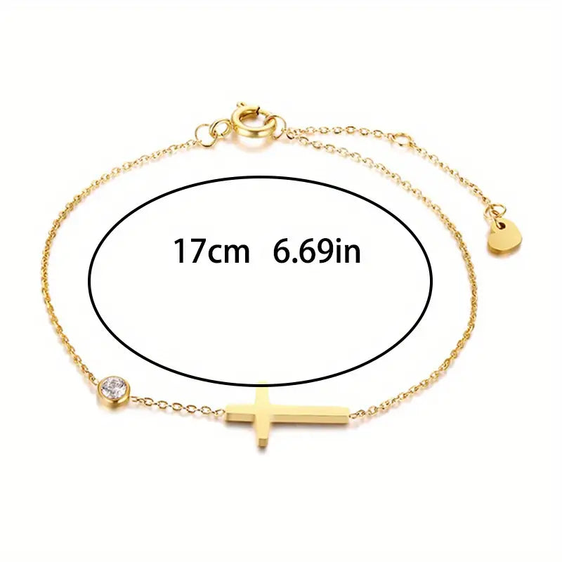 Roxanne Golden Cross Bracelet / Stainless Steel