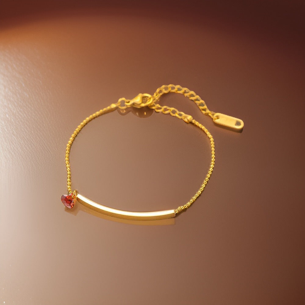 Jodie Red Love Heart Bracelet / Stainless Steel - Nina Kane Jewellery