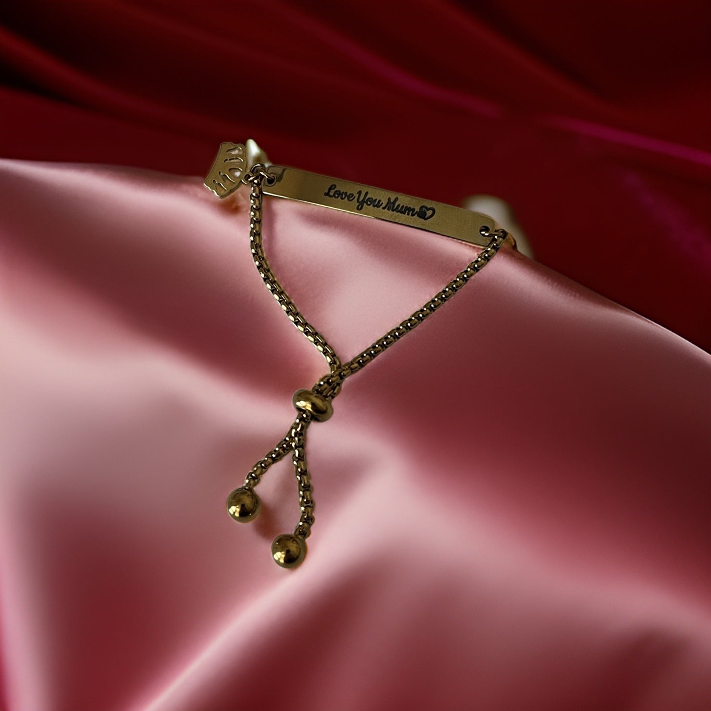 PETITE "Love You Mum" Crown Silder Bracelets / 18K Gold Plated - Nina Kane Jewellery
