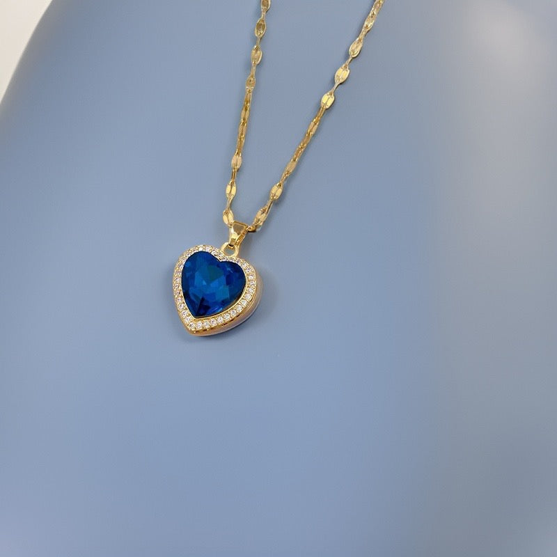 Yasmin Blue Heart Pendant / Stainless steel - Nina Kane Jewellery
