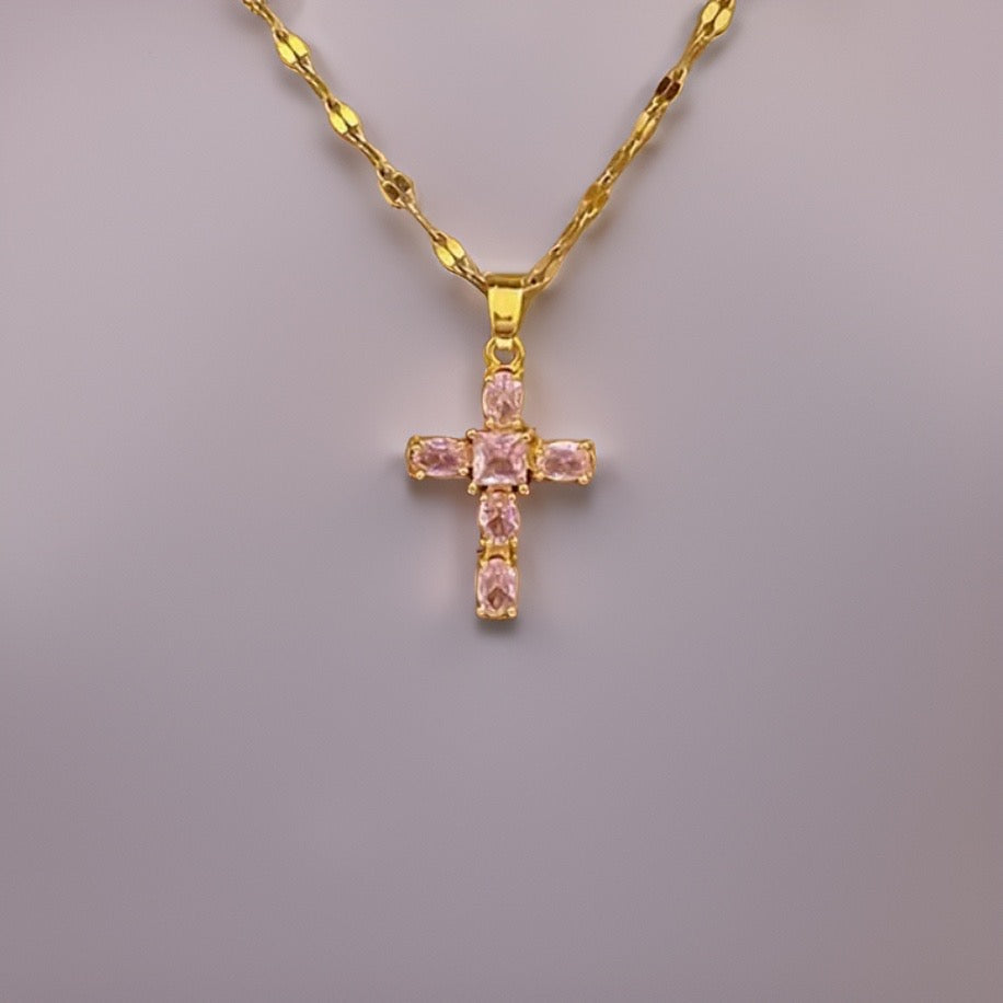 Lucky Rhinestone Cross / 18K Gold Plated - Nina Kane Jewellery