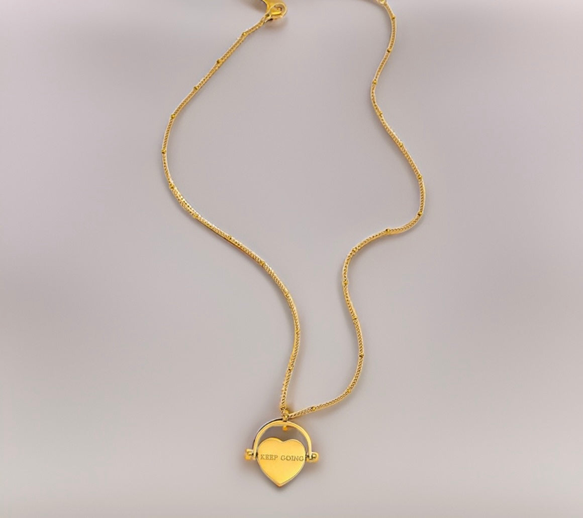 Grace Spinning Heart Necklace / 18K Gold Plated - Nina Kane Jewellery