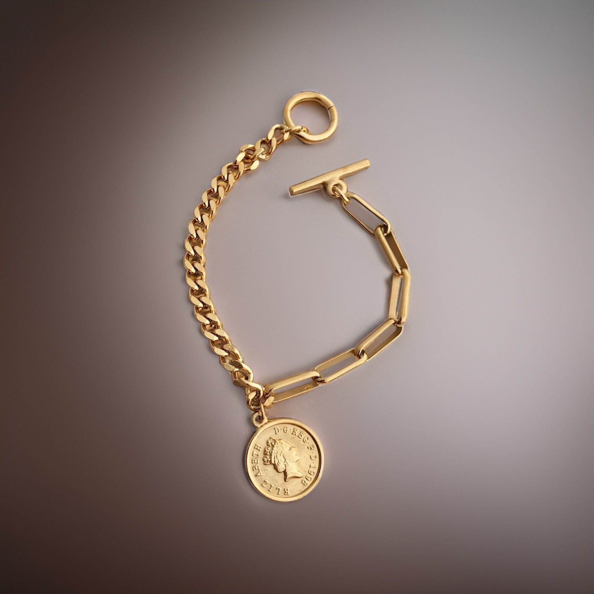 Bethany Coin Charm Bracelet / 18K Gold Plated - Nina Kane Jewellery