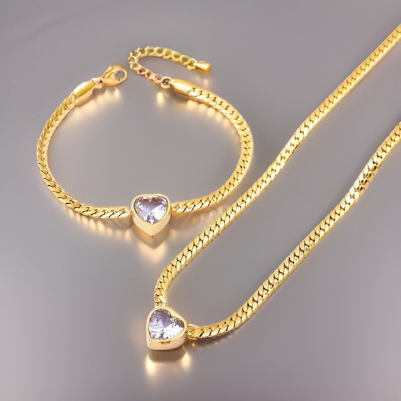 JoJo Chunky Heart Bracelets / 18K Gold Plated - Nina Kane Jewellery