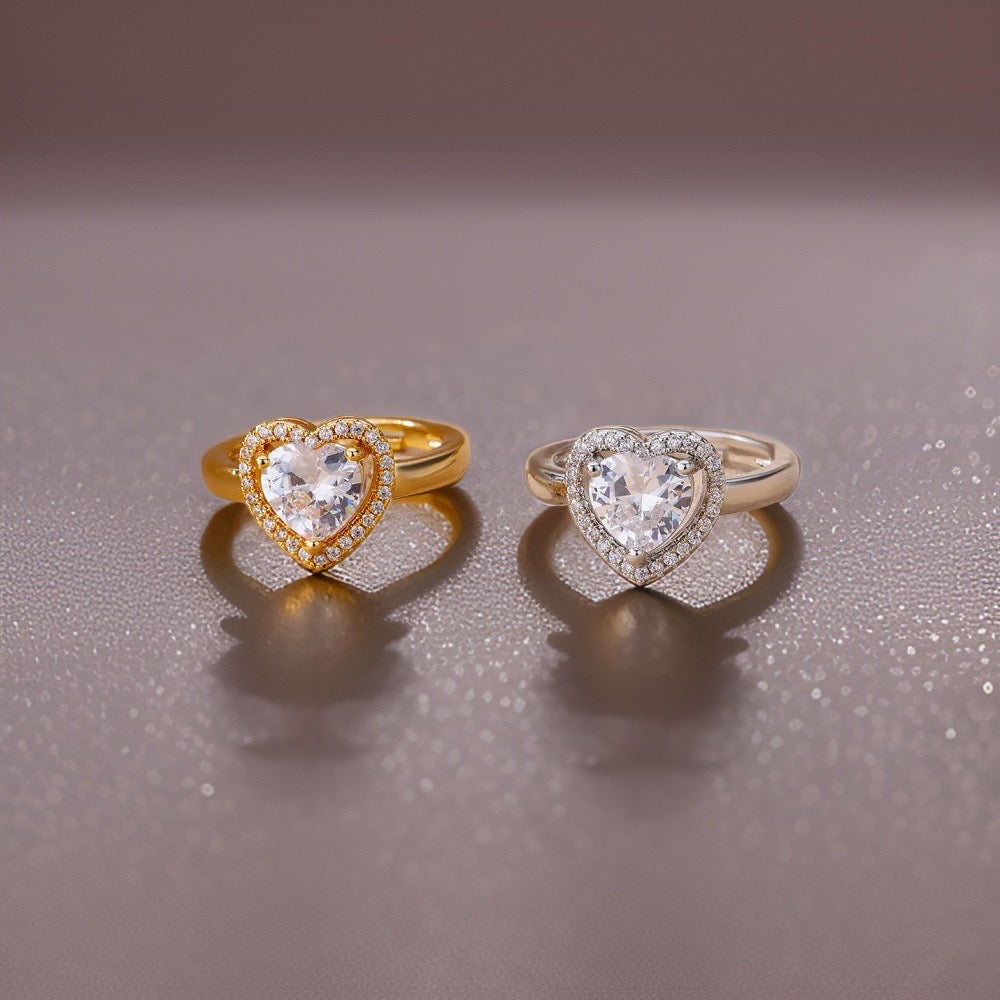 Paloma Zircon Heart Rings / Stainless Steel - Nina Kane Jewellery