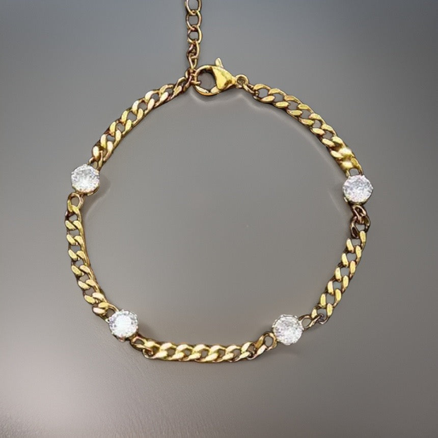 Doreen Cuban Chain Bracelet / 18K Gold Plated - Nina Kane Jewellery