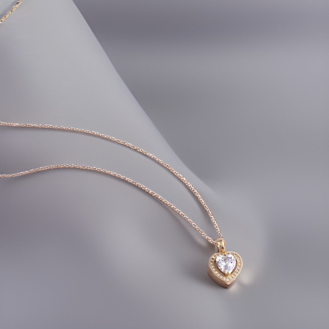 Dhalia Gold Heart Necklace / Stainless Steel - Nina Kane Jewellery