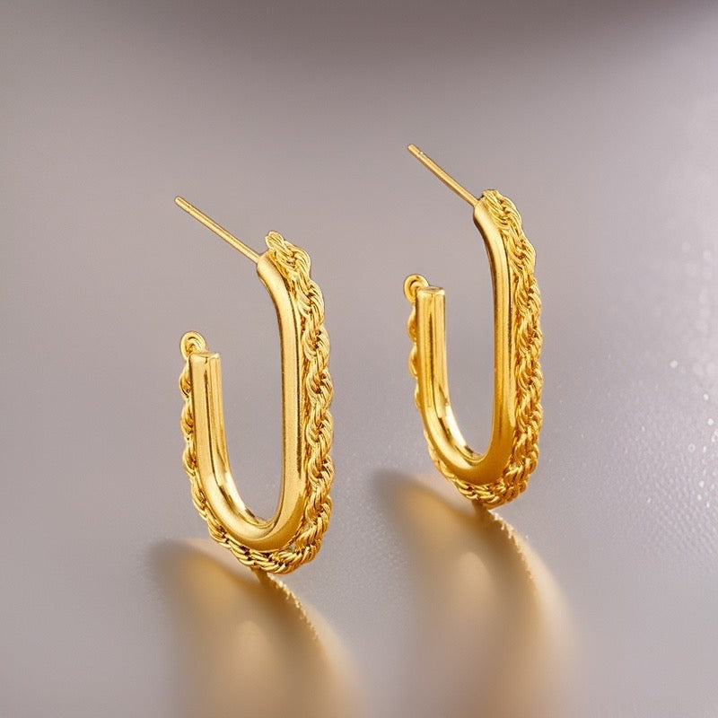 Jasmine Twist U Shape Earrings / Stainless Steel - Nina Kane Jewellery