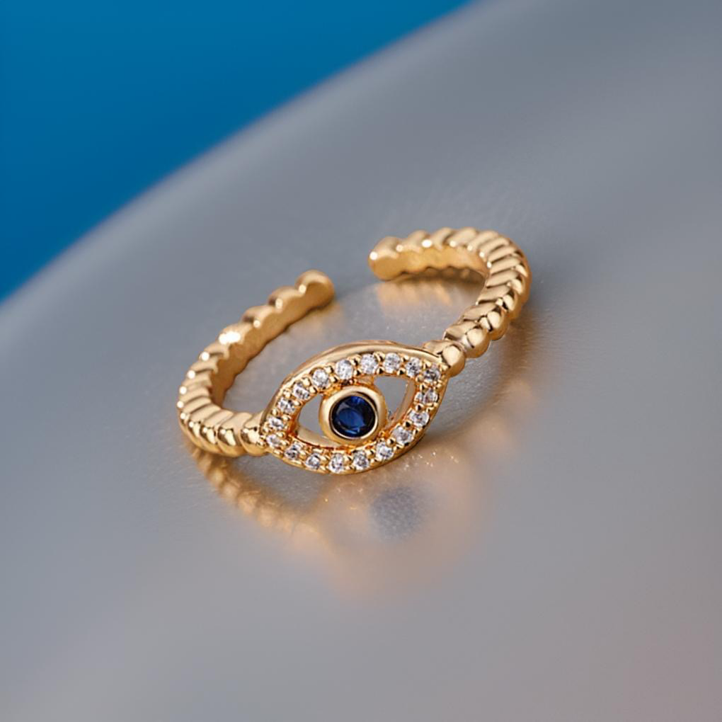Eve Evil Eye Crystal Ring / 18K Gold Plated - Nina Kane Jewellery
