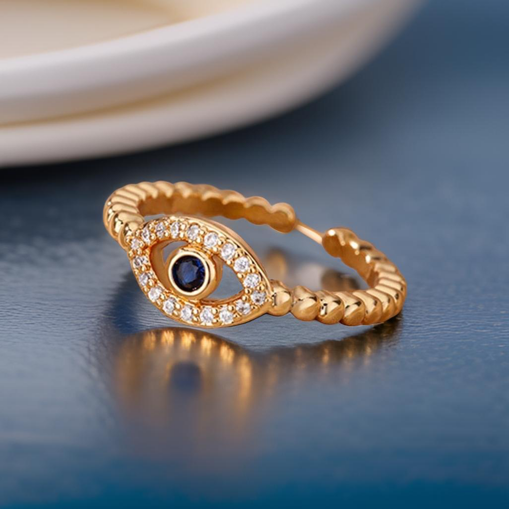 Eve Evil Eye Crystal Ring / 18K Gold Plated - Nina Kane Jewellery