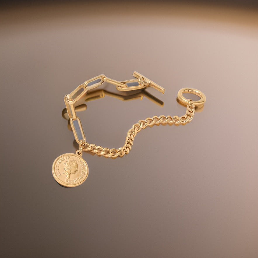 Bethany Coin Charm Bracelet / 18K Gold Plated - Nina Kane Jewellery
