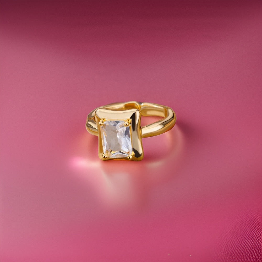 Emily Square Zircon Rings / Stainless Steel - Nina Kane Jewellery