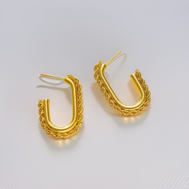 Jasmine Twist U Shape Earrings / Stainless Steel - Nina Kane Jewellery