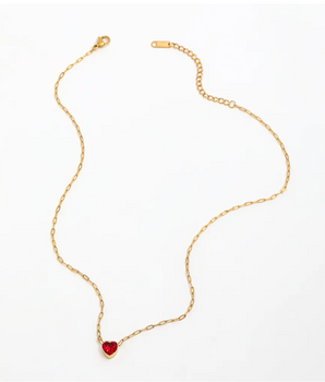 Katia Red Heart Pendant / 18K Gold Plated - Nina Kane Jewellery