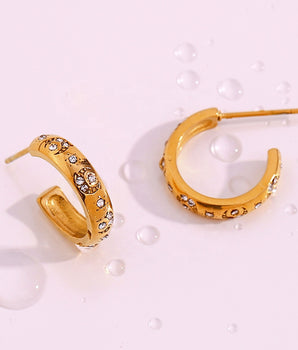 Alameda Diamond Moon & Sun Earrings / 18K Gold Plated