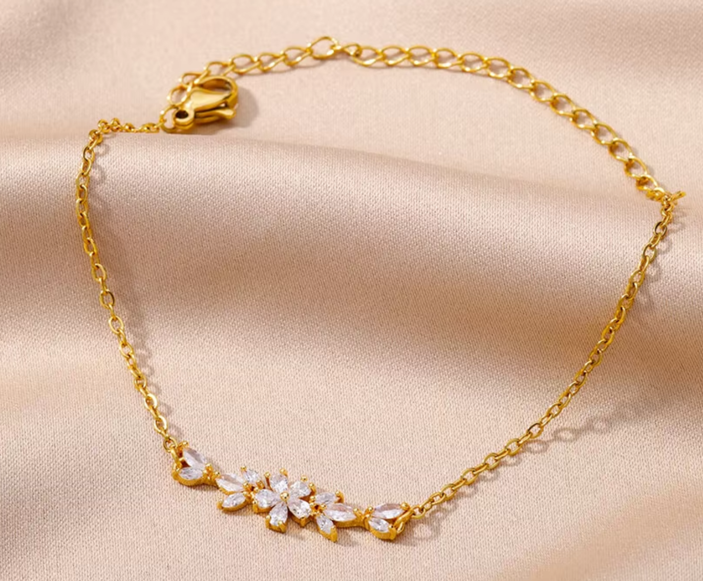 Lyra Crystal Flower Bracelets / 18K Gold Plated - Nina Kane Jewellery