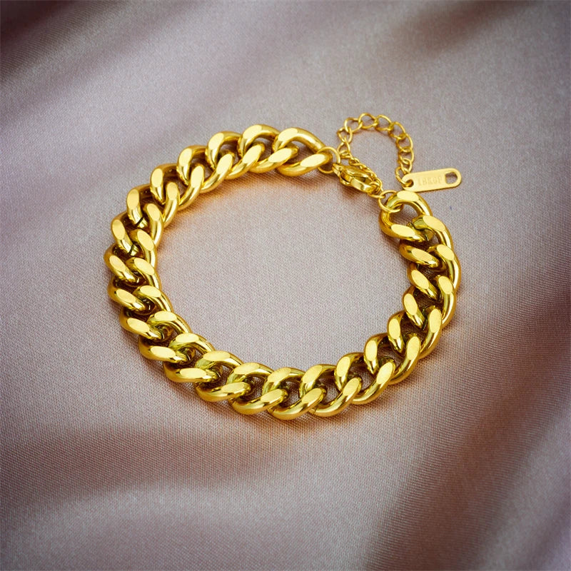 Cantana Cuban Link Bracelet / 18K Gold Plated - Nina Kane Jewellery