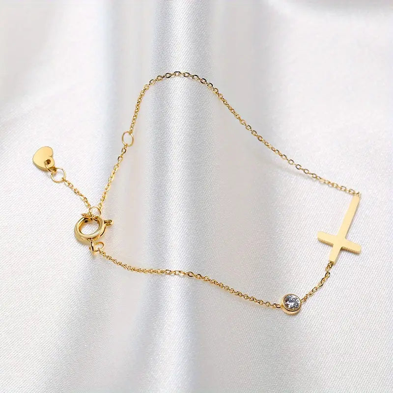 Roxanne Golden Cross Bracelet / Stainless Steel